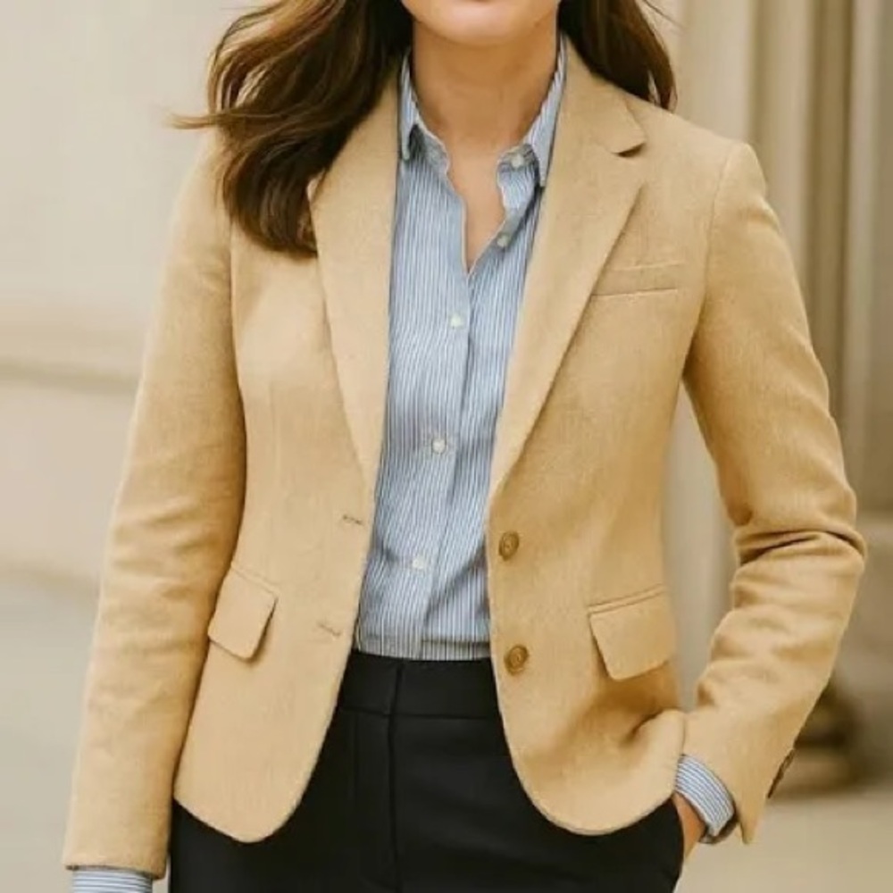 J. Crew Ivory Herringbone Dalton schoolboy blazer size 6